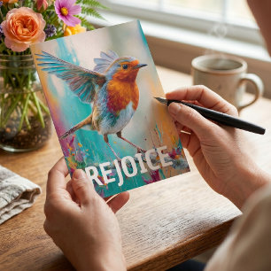 Bright Splatter Watercolour   Robin Christmas Holiday Card