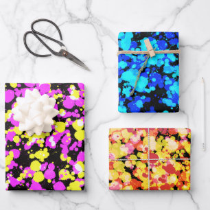 Bright Splattered Paint  Wrapping Paper Sheet