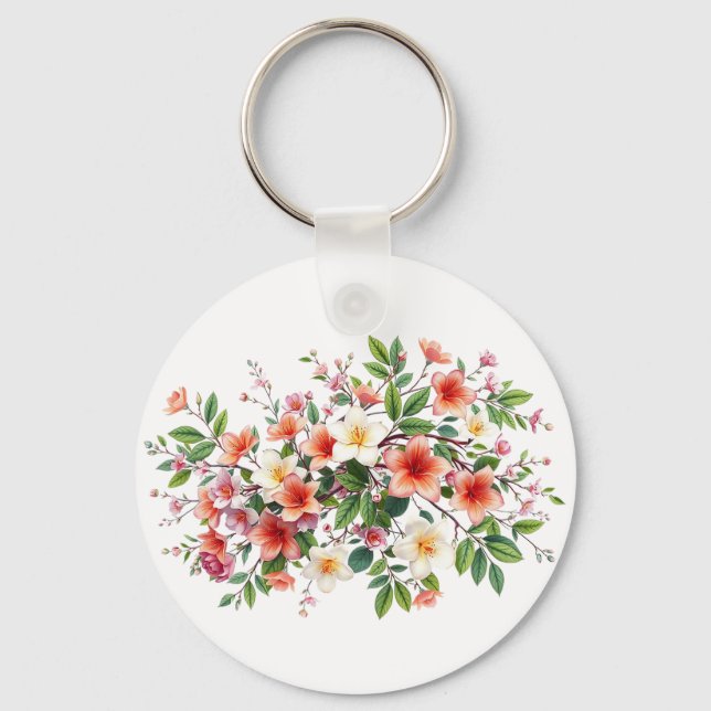 Bright Spring Floral Bouquet Key Ring (Back)