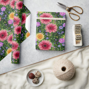 Bright spring floral pattern wrapping paper