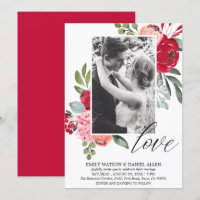 Bright Spring Floral Script Love Photo Wedding