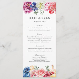 Bright spring florals Wedding Menu Card