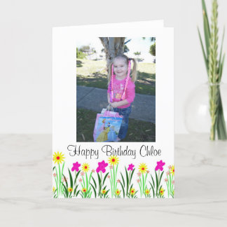 Bright spring flowers custom Chloe birthday gift Card