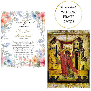 Bright Spring Flowers Orthodox Wedding Prayer Card