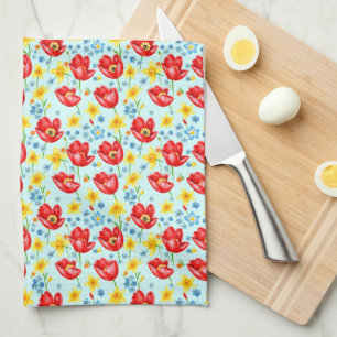 Bright Spring Flowers Tea Towel