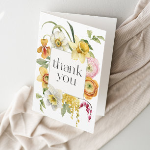Bright Spring Garden Watercolor Floral Thank You Card
