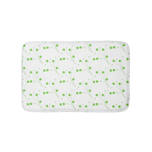 Bright Spring Green Flowers, Small Floral Print Bath Mat (Front)