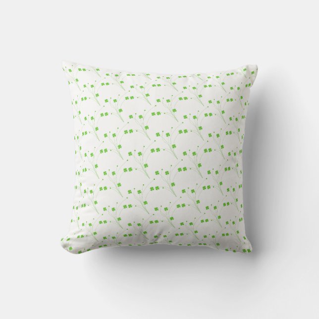 Bright Spring Green Flowers, Small Floral Print Cushion (Front)