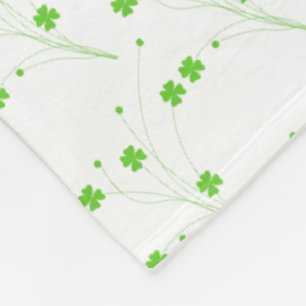 Bright Spring Green Flowers, Small Floral Print Fleece Blanket
