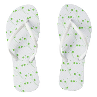 Bright Spring Green Flowers, Small Floral Print Jandals