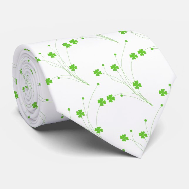 Bright Spring Green Flowers, Small Floral Print Tie (Rolled)