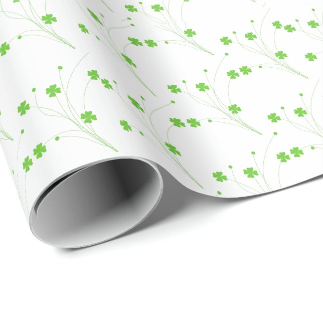 Bright Spring Green Flowers, Small Floral Print Wrapping Paper (Roll Corner)
