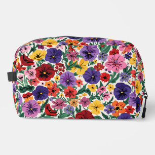 Bright Spring Pansies Floral Garden Pattern Dopp Kit