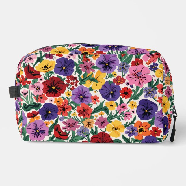 Bright Spring Pansies Floral Garden Pattern Dopp Kit (Front)