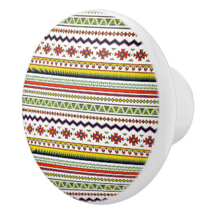 Bright spring tribal ceramic knob