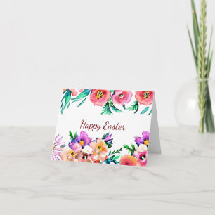 Bright spring watercolor floral frame custom card