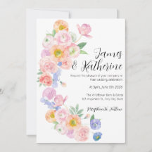 Bright Spring Watercolor Floral Wedding Invitation