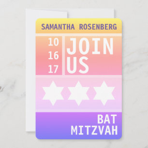 Bright Star of David Bat Mitzvah Invitation