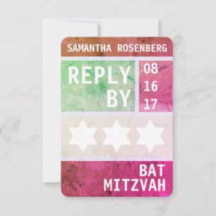 Bright Star of David Bat Mitzvah RSVP Reply Invitation