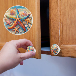 Bright Starfish Ceramic Knob