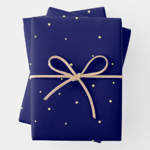 Bright Stars In Midnight Blue Sky Fanciful  Wrapping Paper Sheet