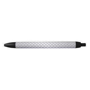 Bright Steel Diamond Plate Look Black Ink Pen
