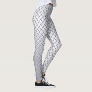 Bright Steel Diamond Plate Pattern Leggings