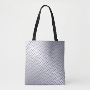 Bright Steel Grey Diamond Plate Pattern Tote Bag