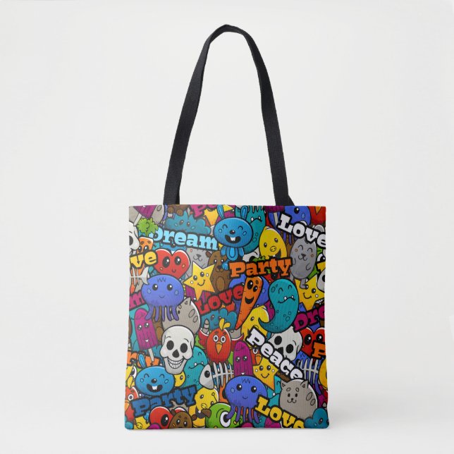 Bright Sticker Pattern Tote Bag (Front)