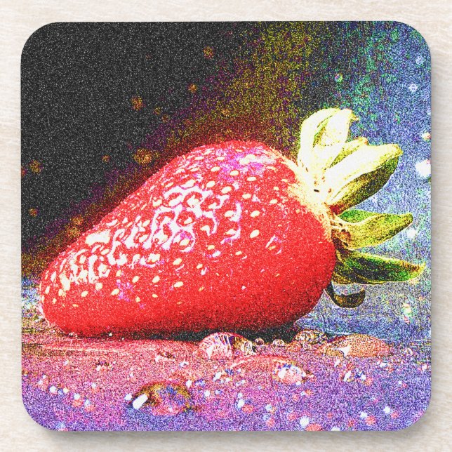 "Bright Strawberry" Cute Photo. Buy Now Coaster (Front)