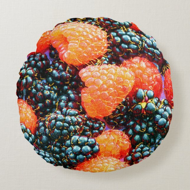 "Bright Strawberry" Cute Photo. Buy Now Round Cushion (Front)