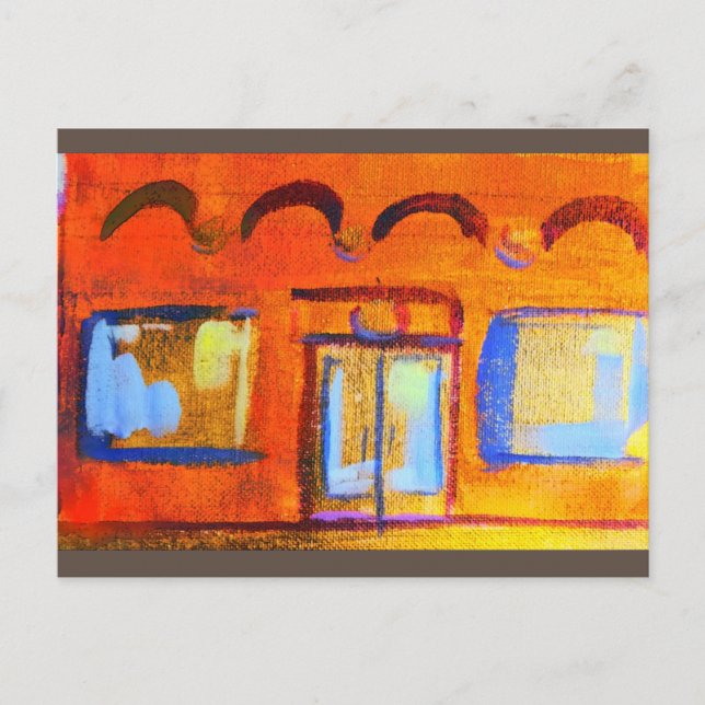 Bright streetscape orange facade postcard (Front)