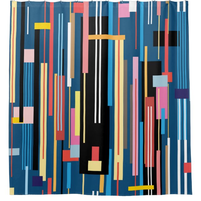 Bright Stripe Abstract Pattern Shower Curtain (Front)
