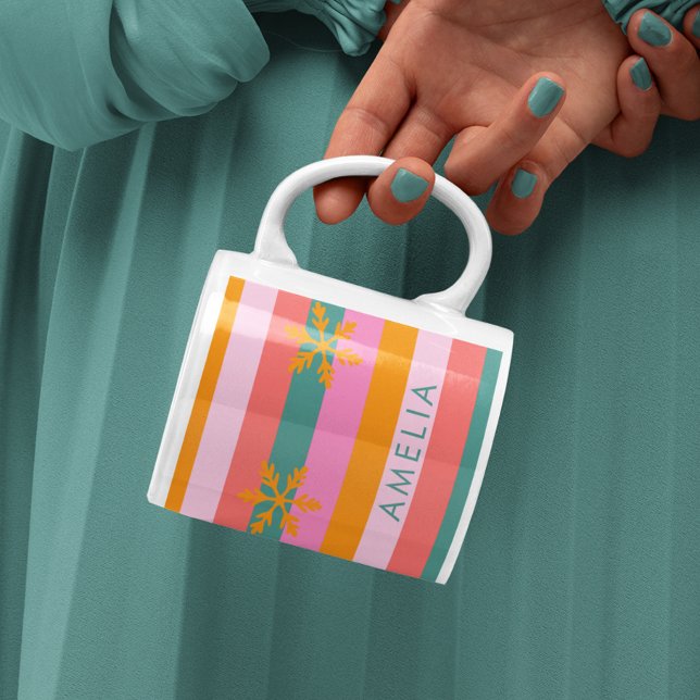 Bright Stripe Cosy Christmas Snowflake Coffee Mug (Creator Uploaded)