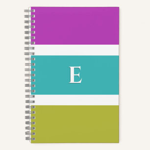 Bright Stripe Modern Elegant Stylish Monogrammed Notebook