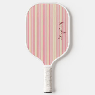 Bright Stripes – Pink & Yellow Playful Pickleball Paddle