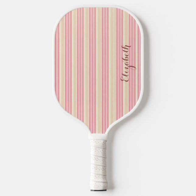 Bright Stripes – Pink & Yellow Playful Pickleball Paddle (Front)