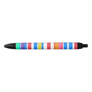 Bright Stripes Red Blue Pink Green Black Ink Pen