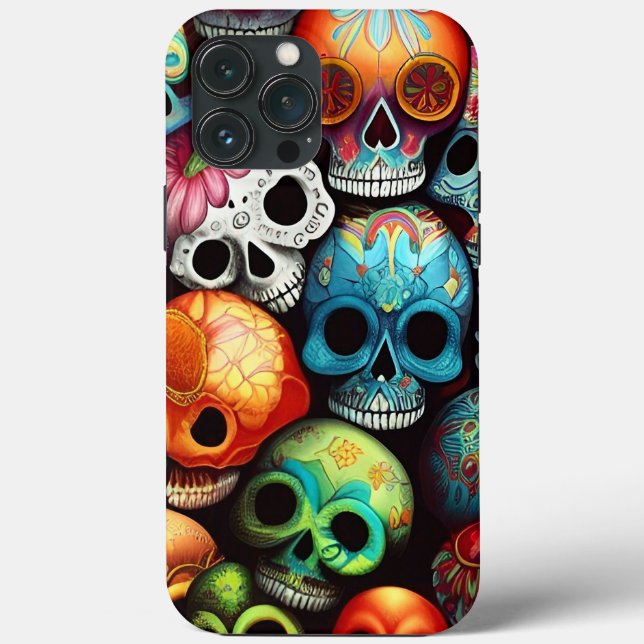 Bright Sugar Skulls Case-Mate iPhone Case (Back)