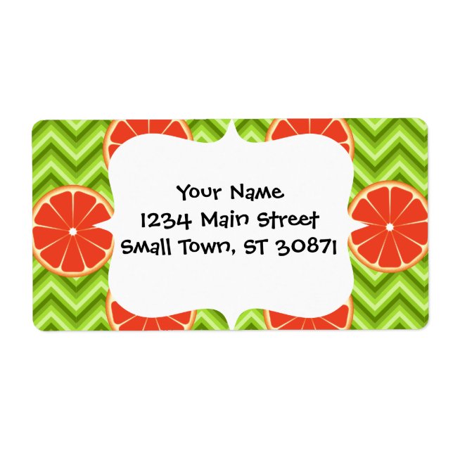 Bright Summer Citrus Grapefruits on Green Chevron (Front)