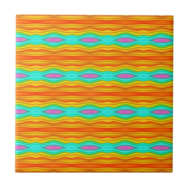 Bright Summer Coloured Abstract  Tile (Front)