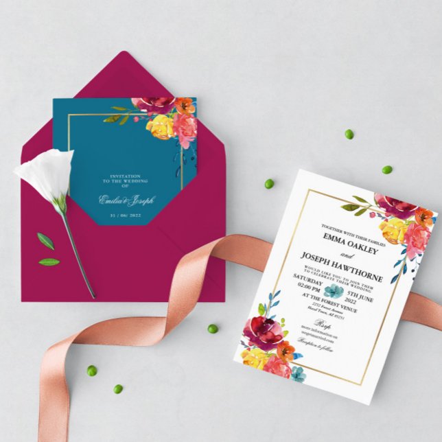 Bright Summer colourful classic floral Wedding I   Invitation (Creator Uploaded)