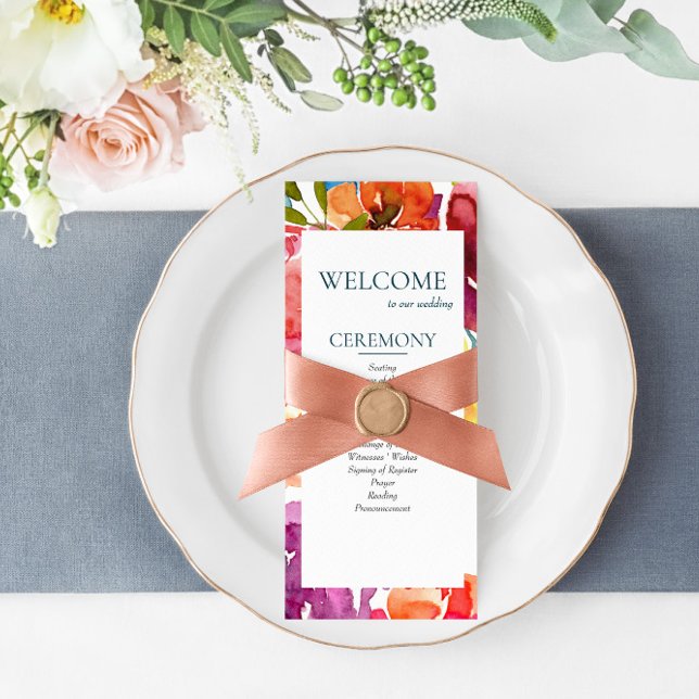 Bright Summer colourful custom Wedding Program Programme (Creator Uploaded)