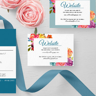 Bright Summer colourful floral Wedding Website Car Business Card