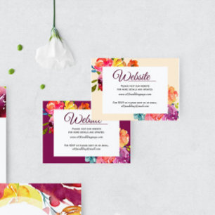Bright Summer colourful floral Wedding Website Car Business Card
