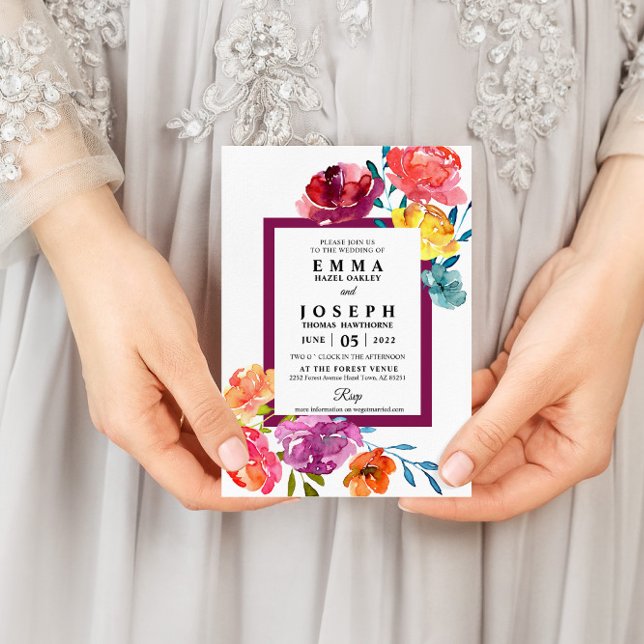 Bright Summer colourful modern floral Wedding I In Invitation (Creator Uploaded)