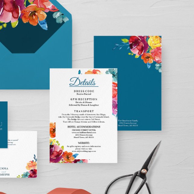 Bright Summer colourful Wedding Details Enclosure Card (Creator Uploaded)