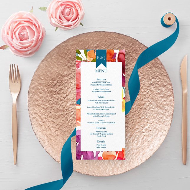 Bright Summer colourful Wedding Flat Menu (Creator Uploaded)