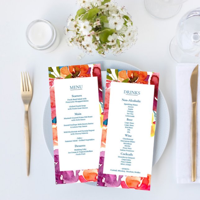 Bright Summer colourful Wedding Flat Menu & Drinks (Creator Uploaded)