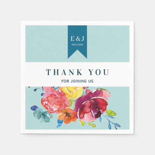 Bright Summer colourful Wedding Paper Napkin (Front)